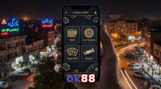 Main screen of Ok88 app page for PK players