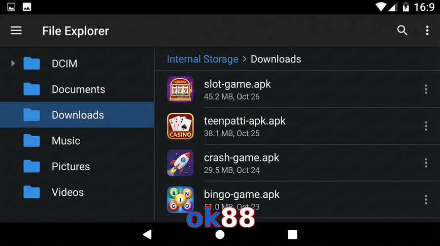 Main screen of Ok88 gameapk page for PK players